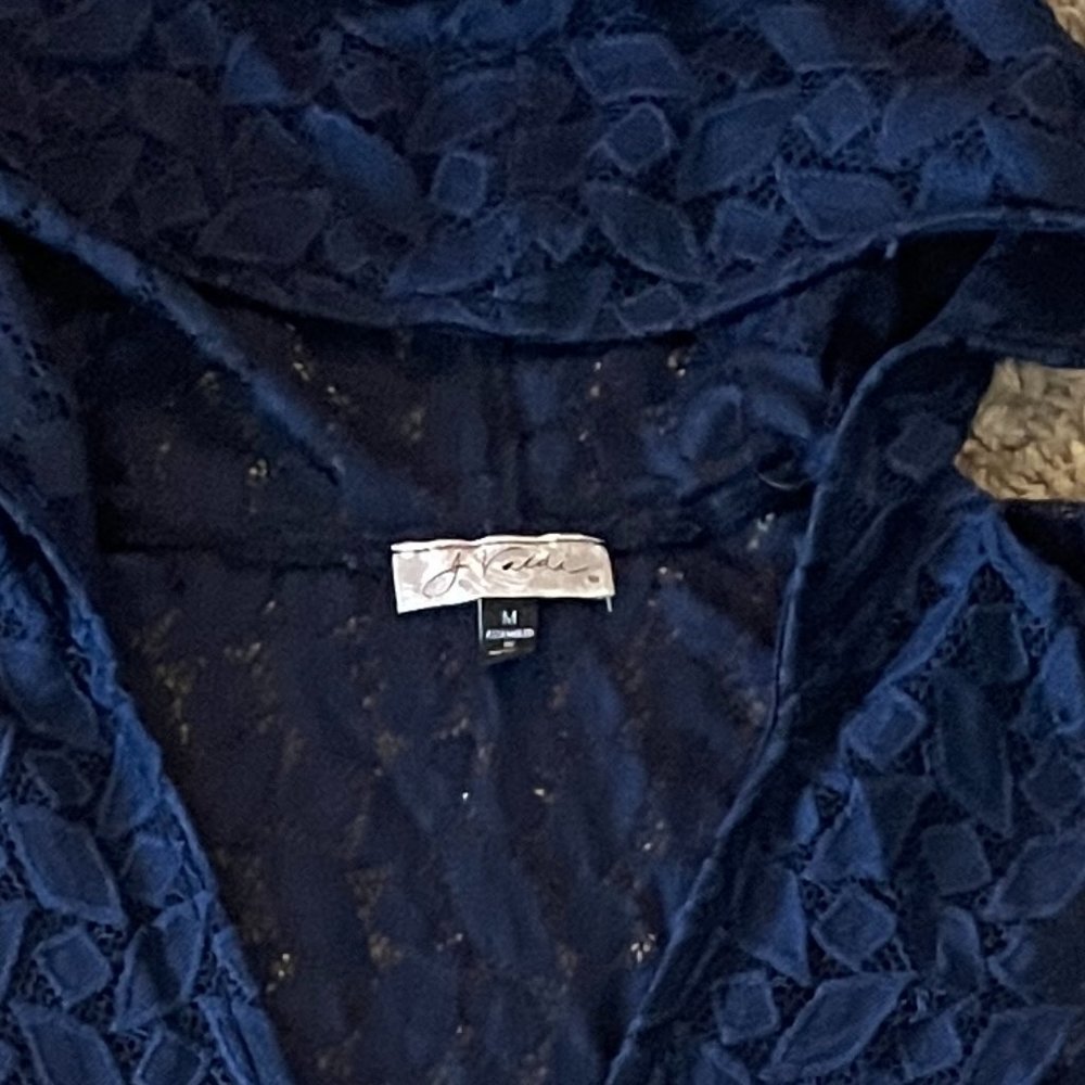 J. Valdi Navy Blue Hoodie Beach Swim Suit Cover Up Dress Womans sz Medium - Picture 2 of 4